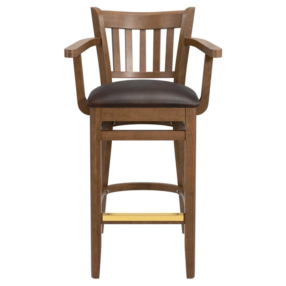 Wood Bar Stool with Arms, Vertical Slat