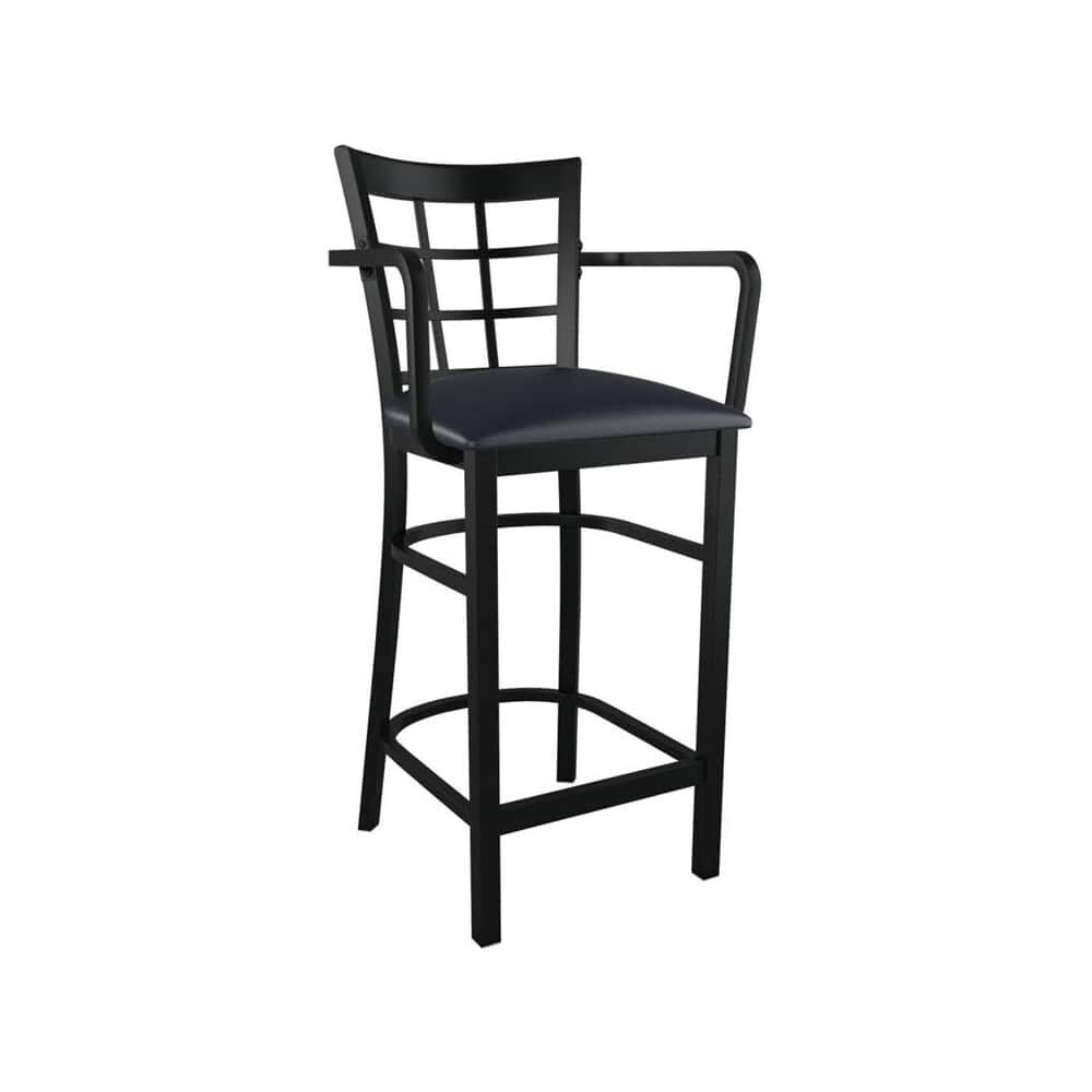 Metal Bar Stool with Arms, Window-Back