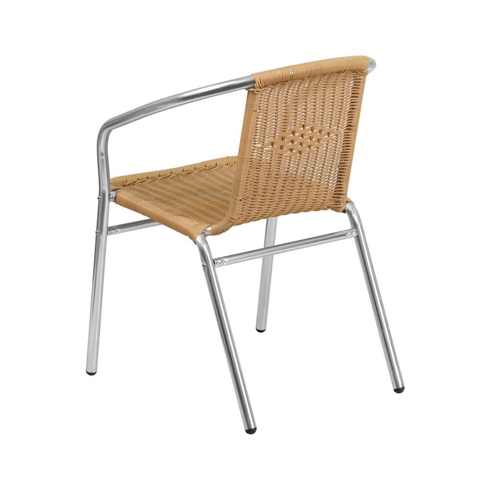 Patio Chair in Aluminum and Natural Rattan