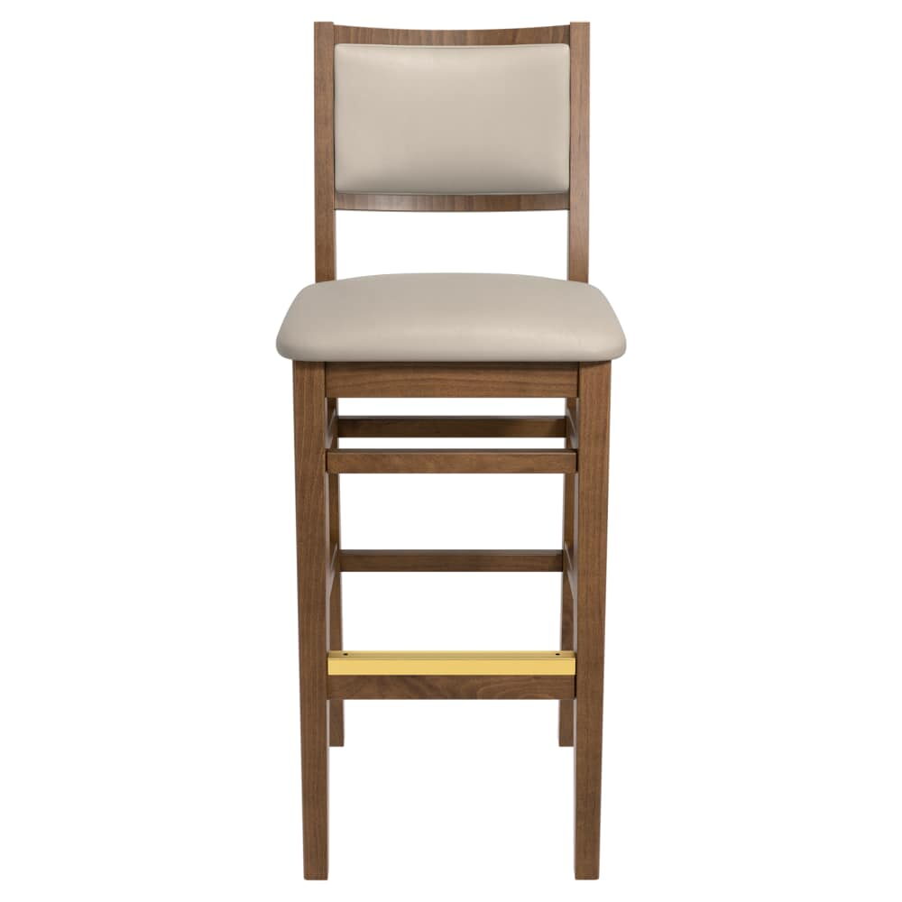 Stella Bar Stool with Padded Back, Wood