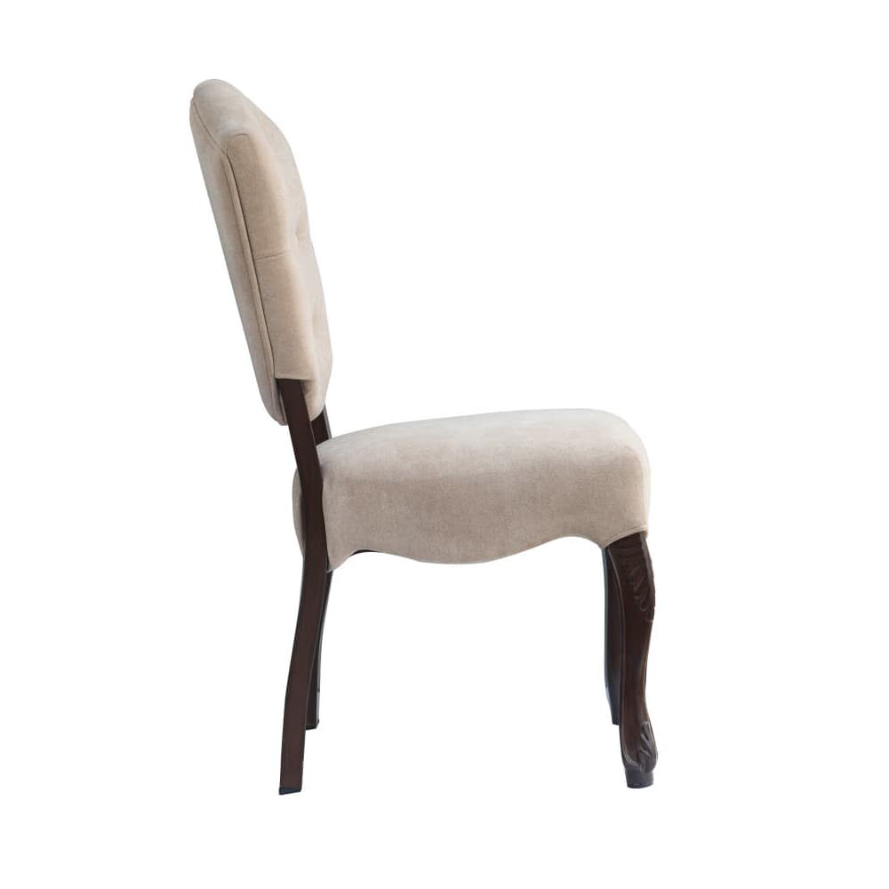 Lucy Dining Chair, Button-Tufted Back Aluminum