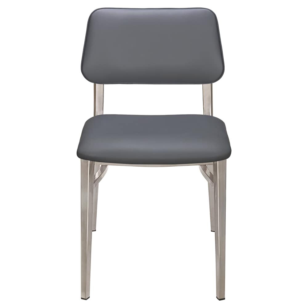 Luca Chair in Metal with Padded Back and Clear Coat Finish