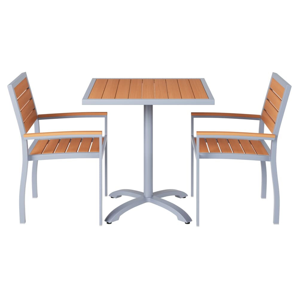 Armchairs Set with Table, Gray Aluminum