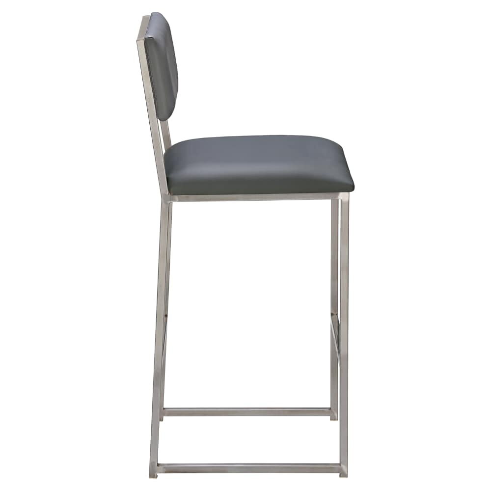 Indy Bar Stool in Metal with Padded Back and Clear Coat Finish