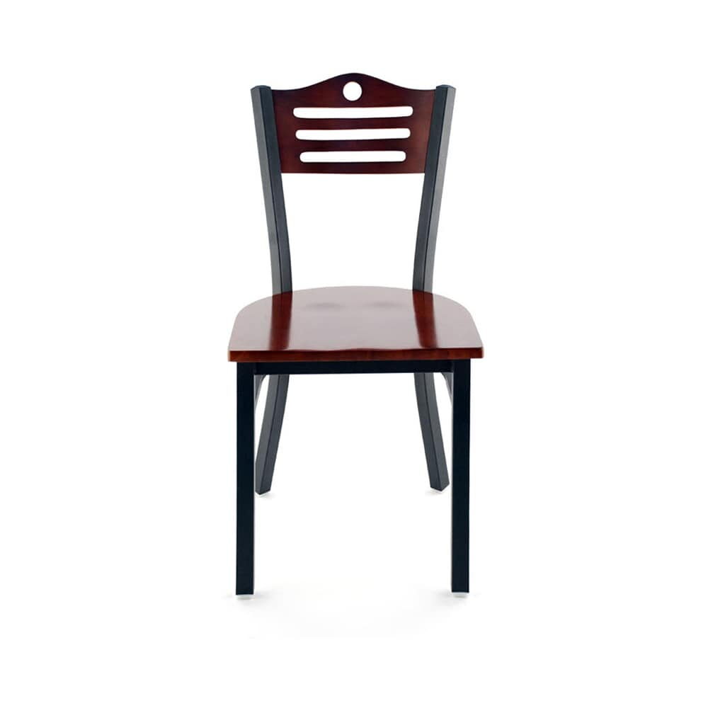 Metal Chair with Slats and Circle Back