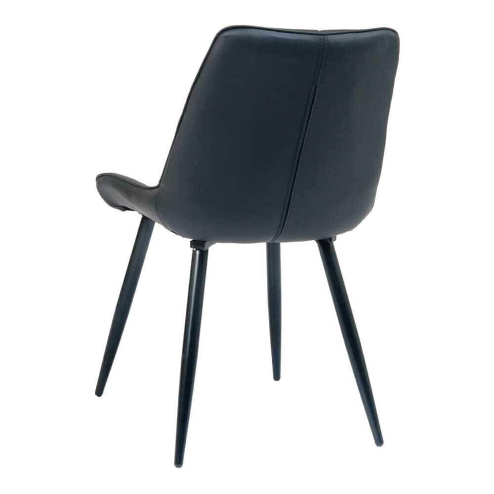 Metal Chair in Black with Padded Black Vinyl Upholstery