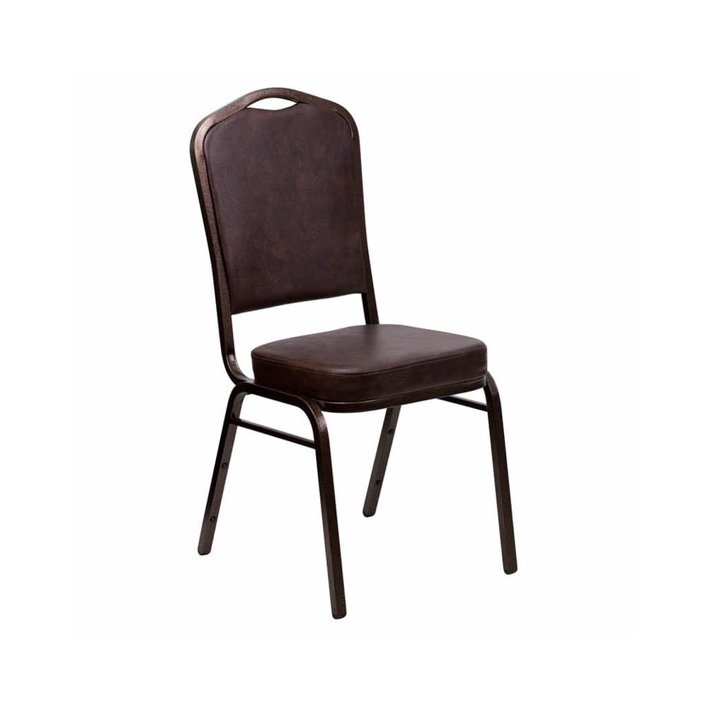 Metal Stack Chair in Copper Vein with Brown Vinyl