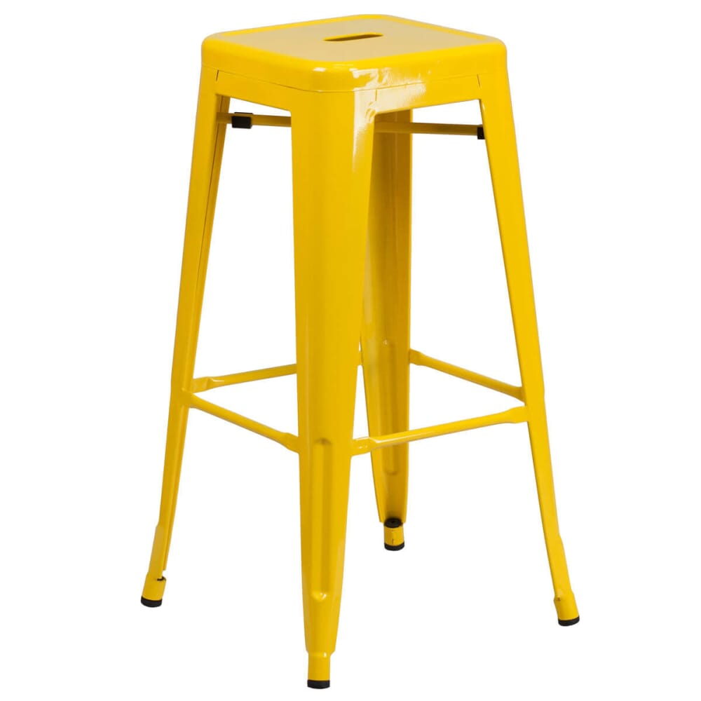 Bistro-Style Bar Stool, Backless in Yellow
