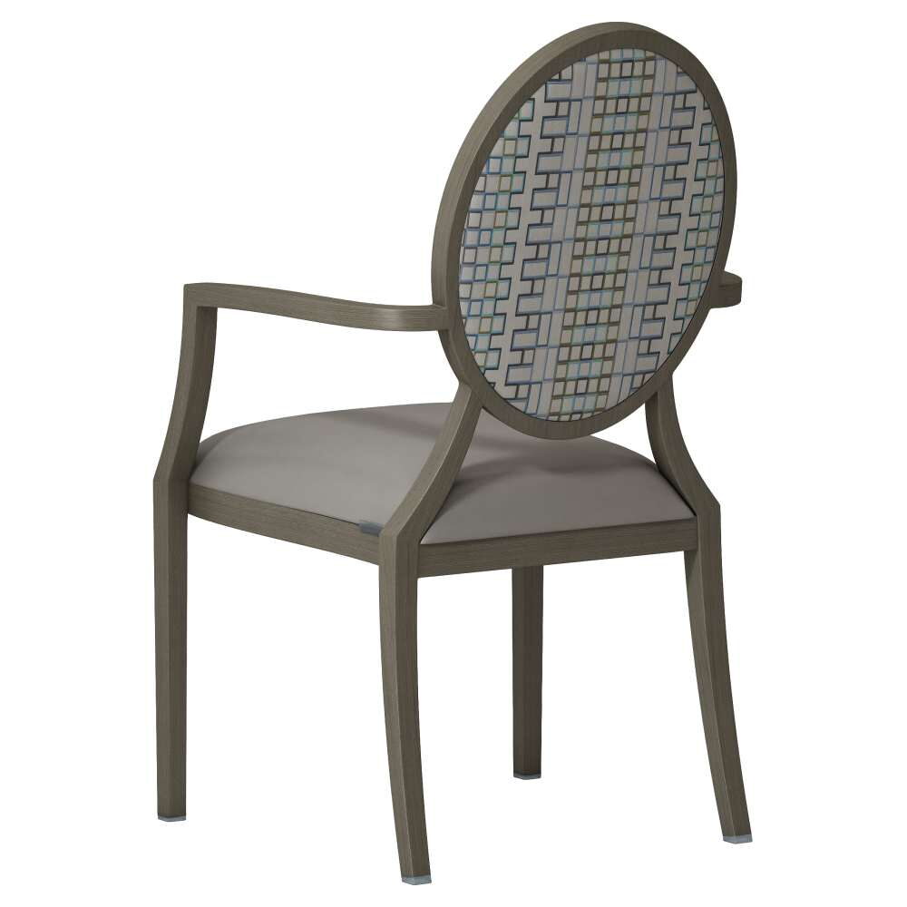 Armchair in Aluminum, Deco Lotus Back