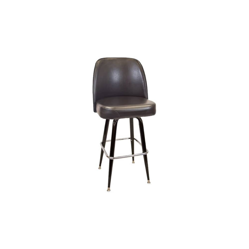 Bar Stool with Extra Large Seat, Swivel, Black Coated Frame
