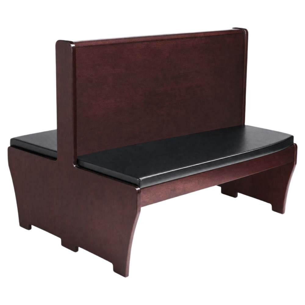 Wood Bench with Wood Back and Padded Seat