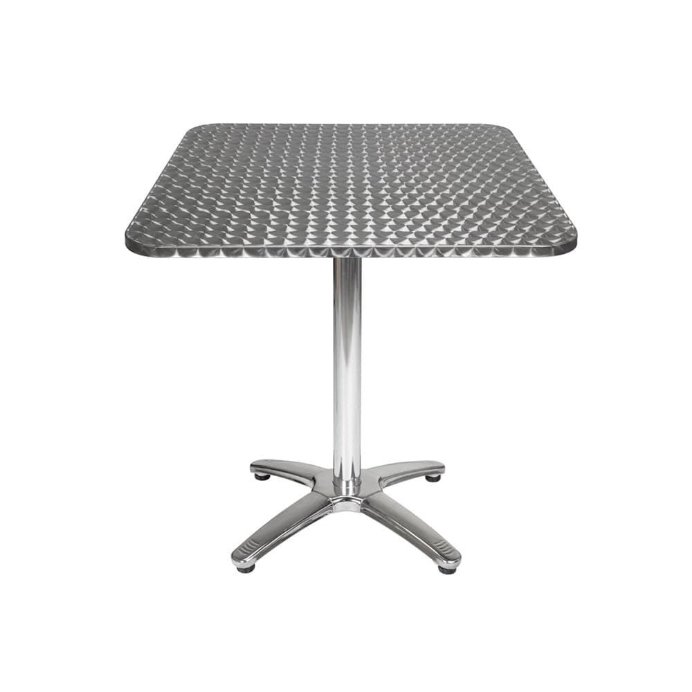 Table and Chair Set in Aluminum with Black Resin Seat and Back