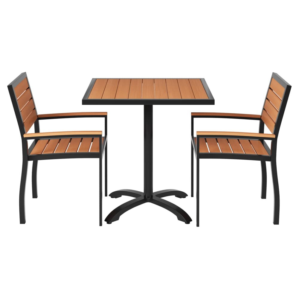 Armchairs Set with Table, Black Aluminum