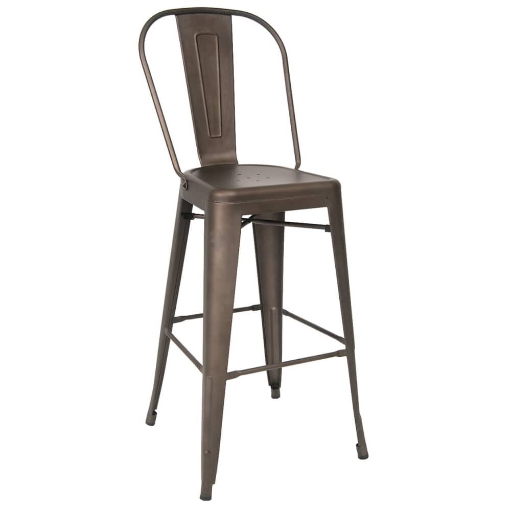 Metal Bar Stool with Dark Gray Finish, Bistro-Style