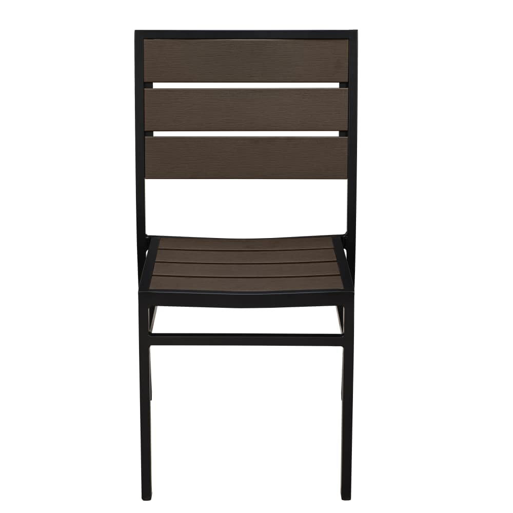 Aluminum Chair in Black with Dark Walnut Faux Teak