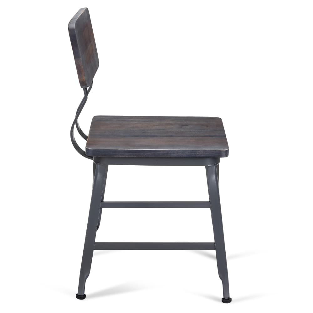 Massello Metal Chair with Wood Back, Dark Gray