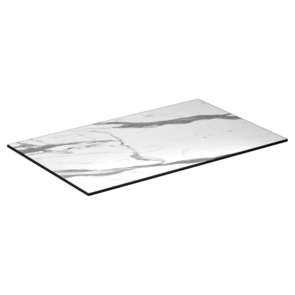 Outdoor Resin Table Top with Phenolic Edge, Light Marble