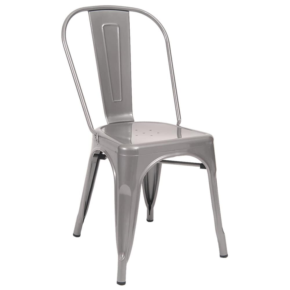 Metal Chair with Light Gray Finish, Bistro-Style