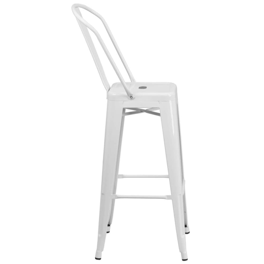 Metal Bar Stool, White Bistro-Style