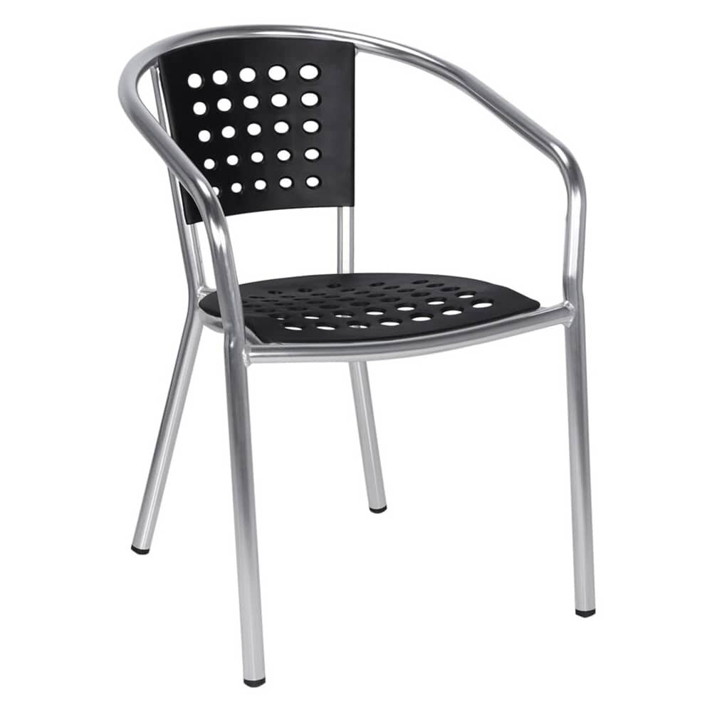 Chair in Aluminum with Black Resin Seat and Back