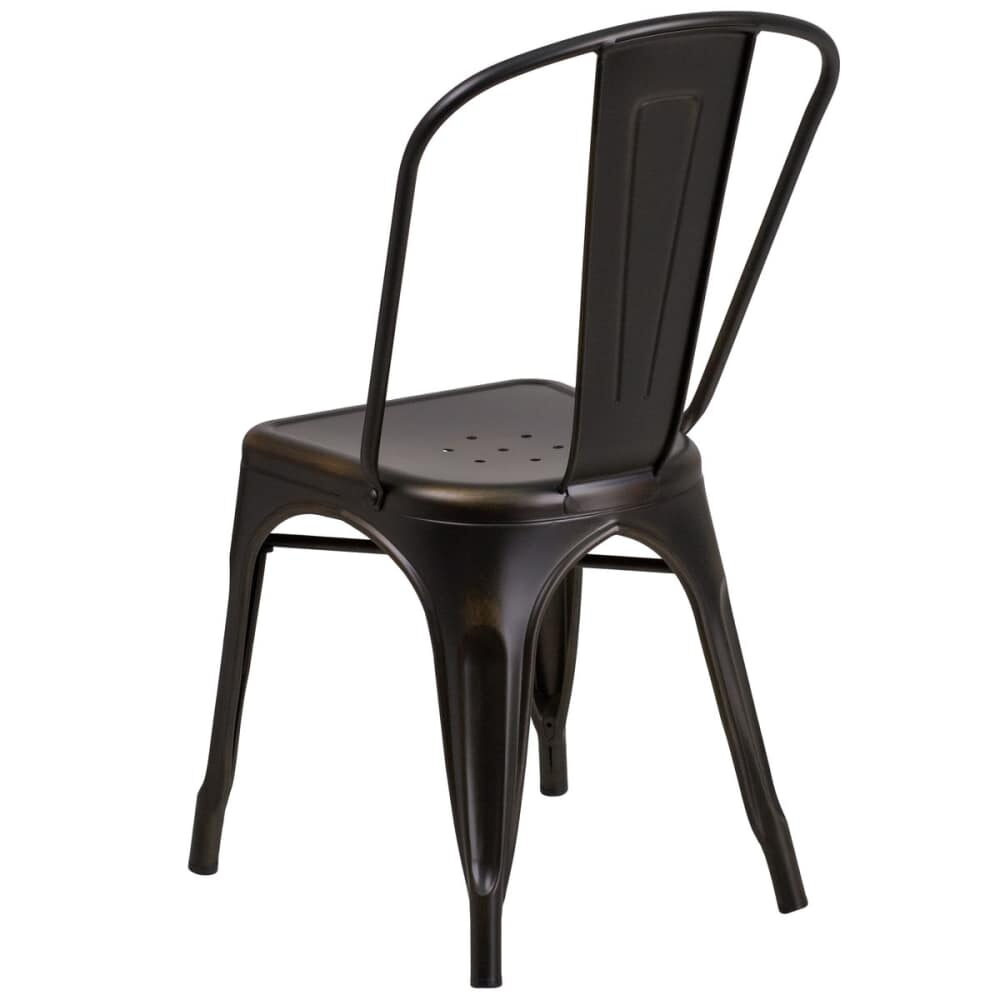 Metal Chair with Distressed Bronze Finish, Bistro-Style