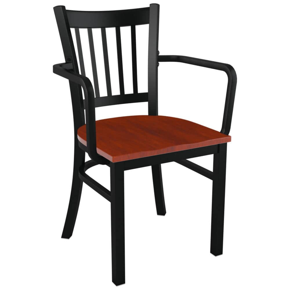 Chair with Arms, Metal Vertical Slat