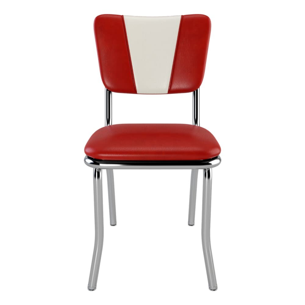 Diner Chair in Metal with V-Shape Back