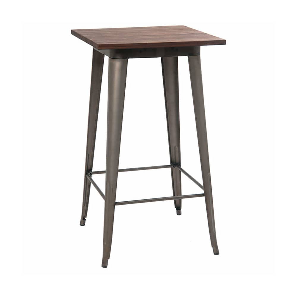 Bar-Height Table with Wood Top, Industrial Series Dark Gray Finish