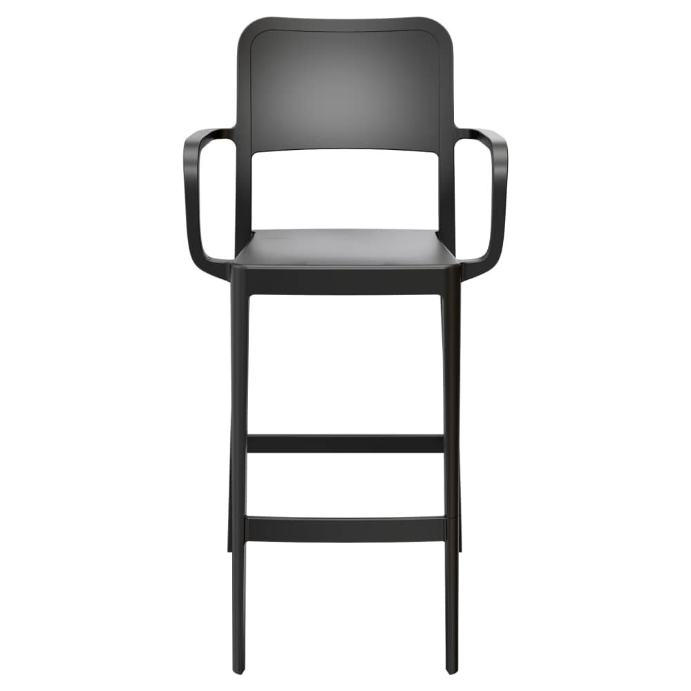 Parker Outdoor Bar Stool in Resin with Solid-Back and Arms