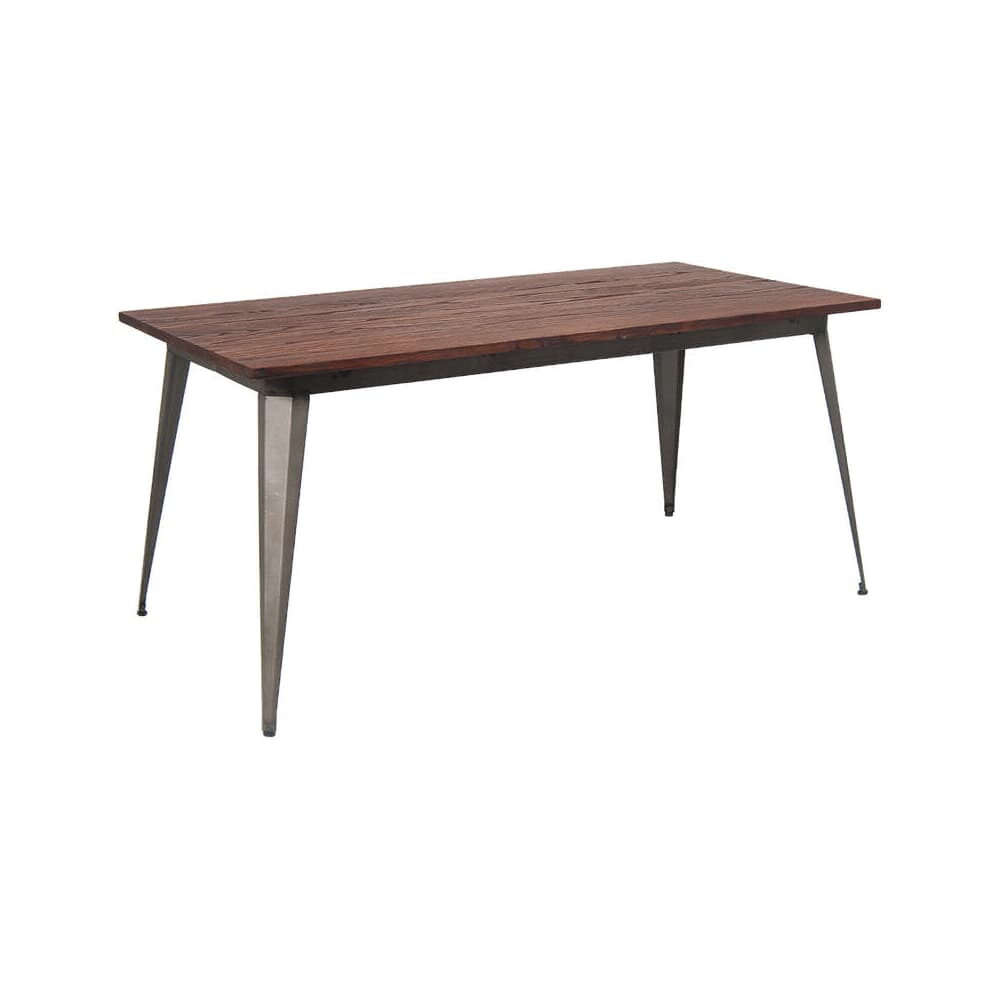 Table with Wood Top in Dark Gray Finish, Industrial Series