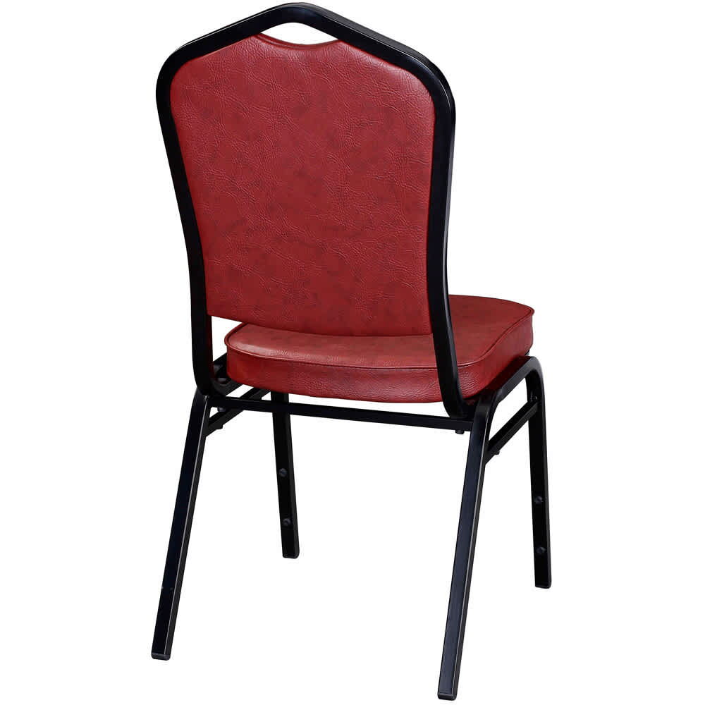 Stack Chair with Wine Vinyl, Black Frame Finish