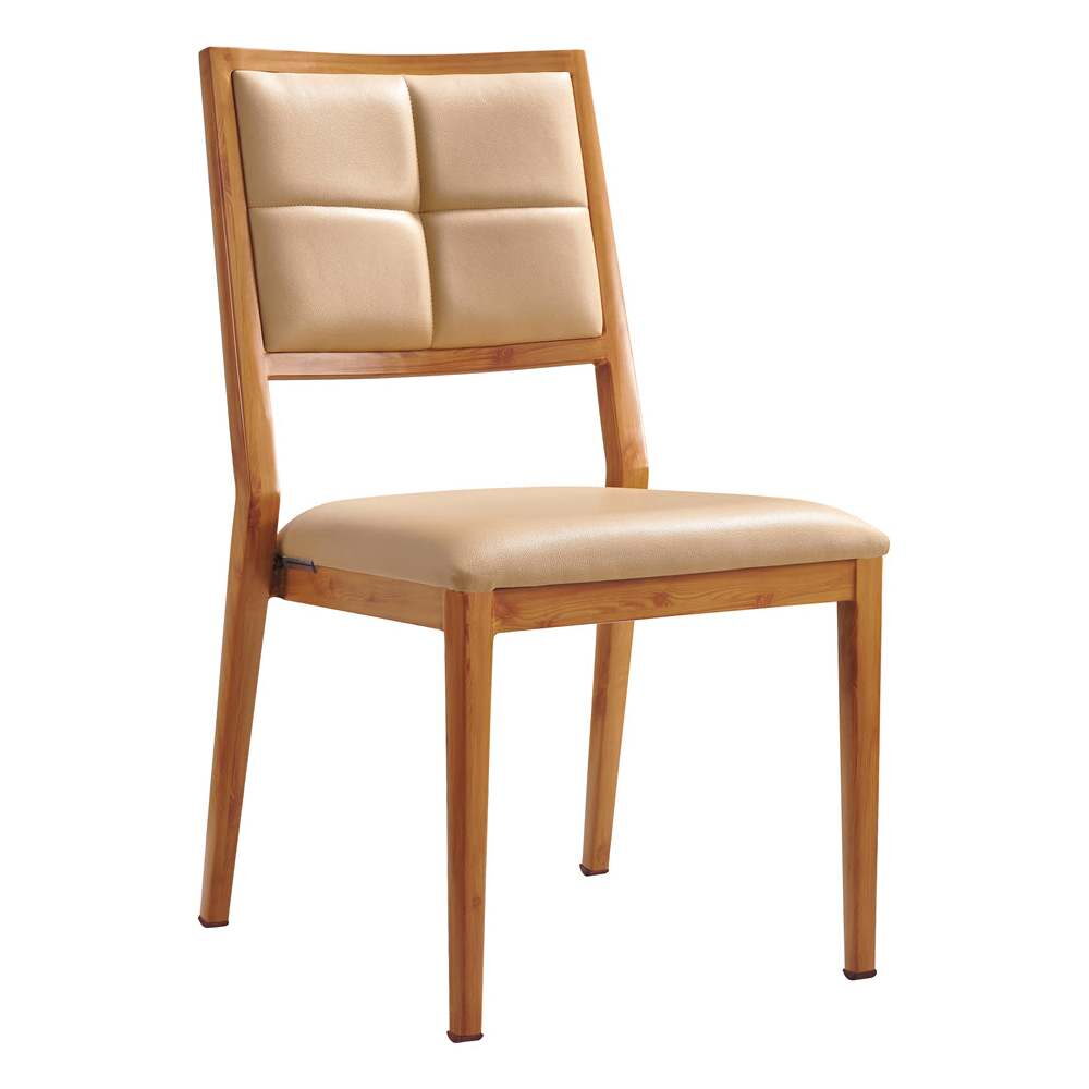 Milano Modern Chair, Padded Wood Grain Aluminum