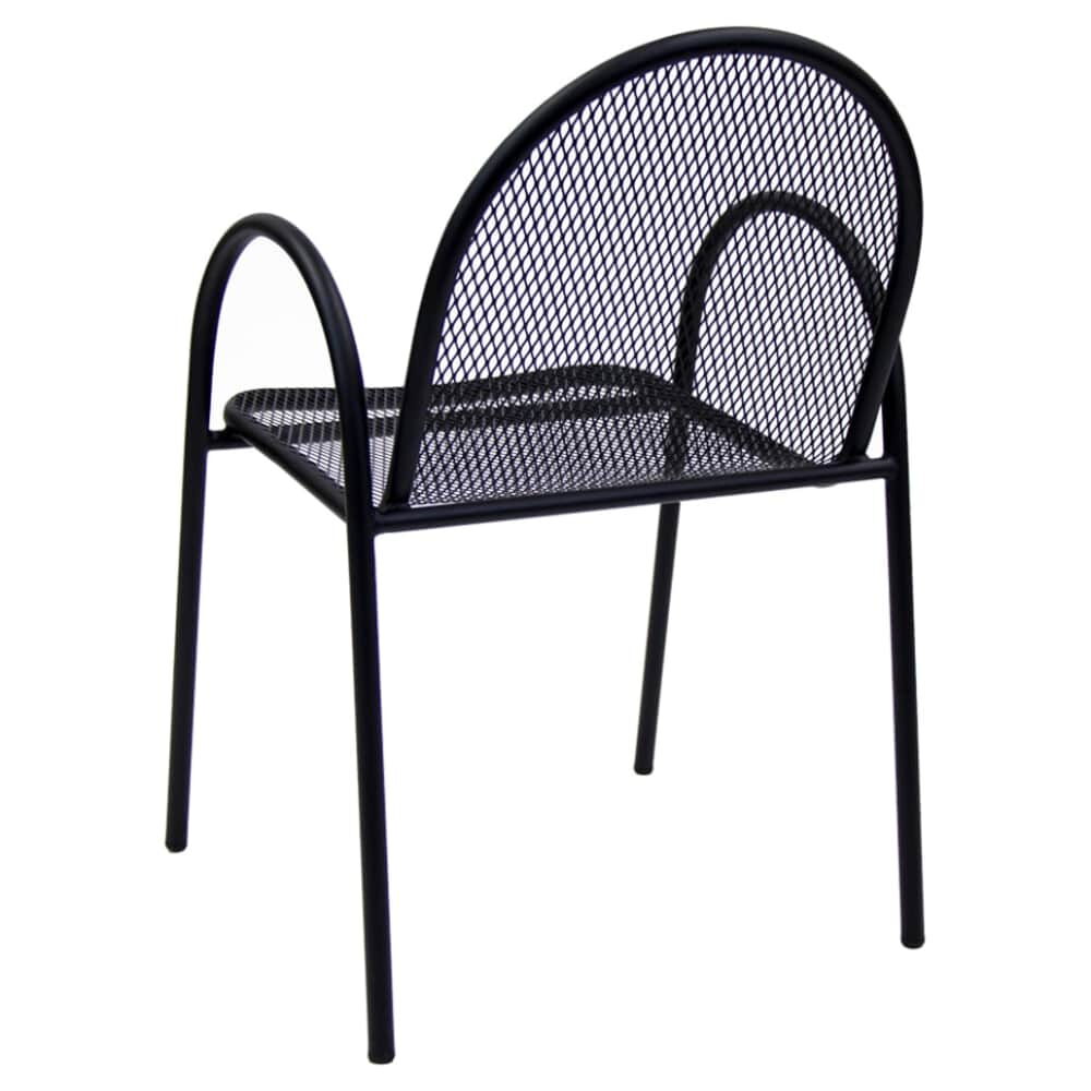 Patio Armchair with Mesh, Black Metal