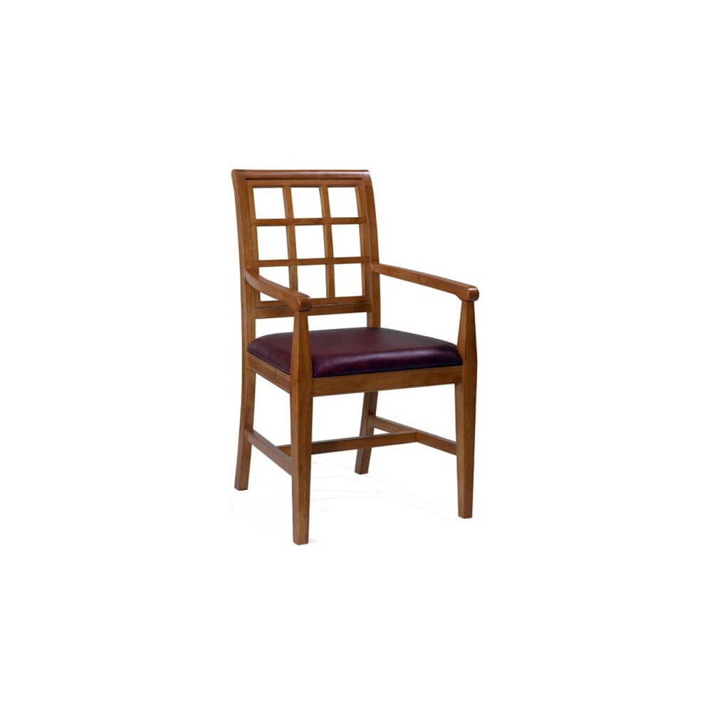 Armchair in Wood, Straight Window-Back