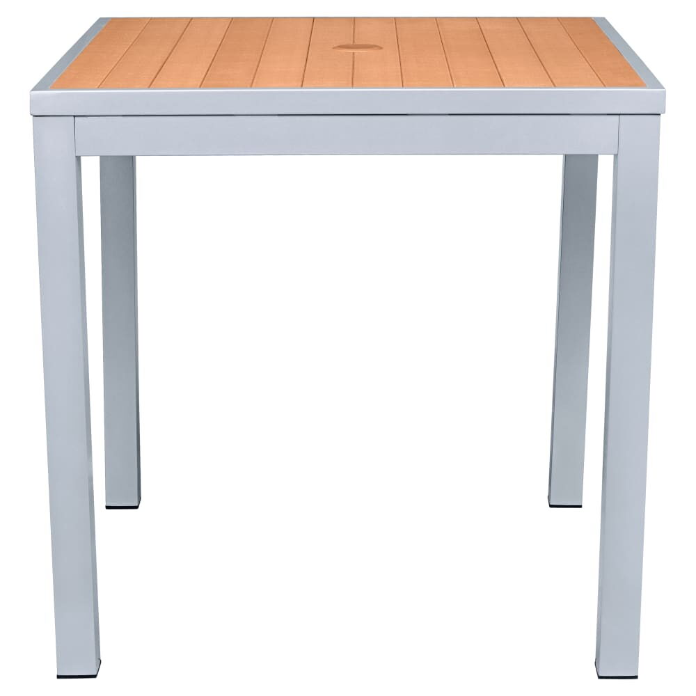 Outdoor Table in Aluminum with Gray Finish and Faux Teak