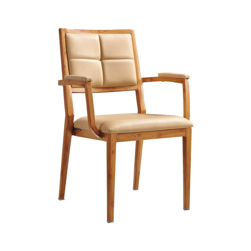 Milano Armchair in Aluminum, Modern Padded Wood Grain