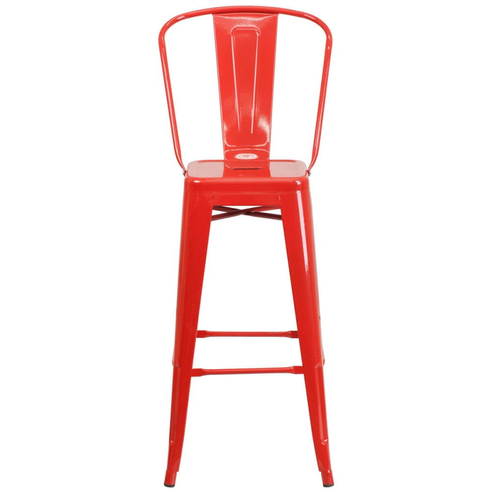 Metal Bar Stool in Red, Bistro-Style