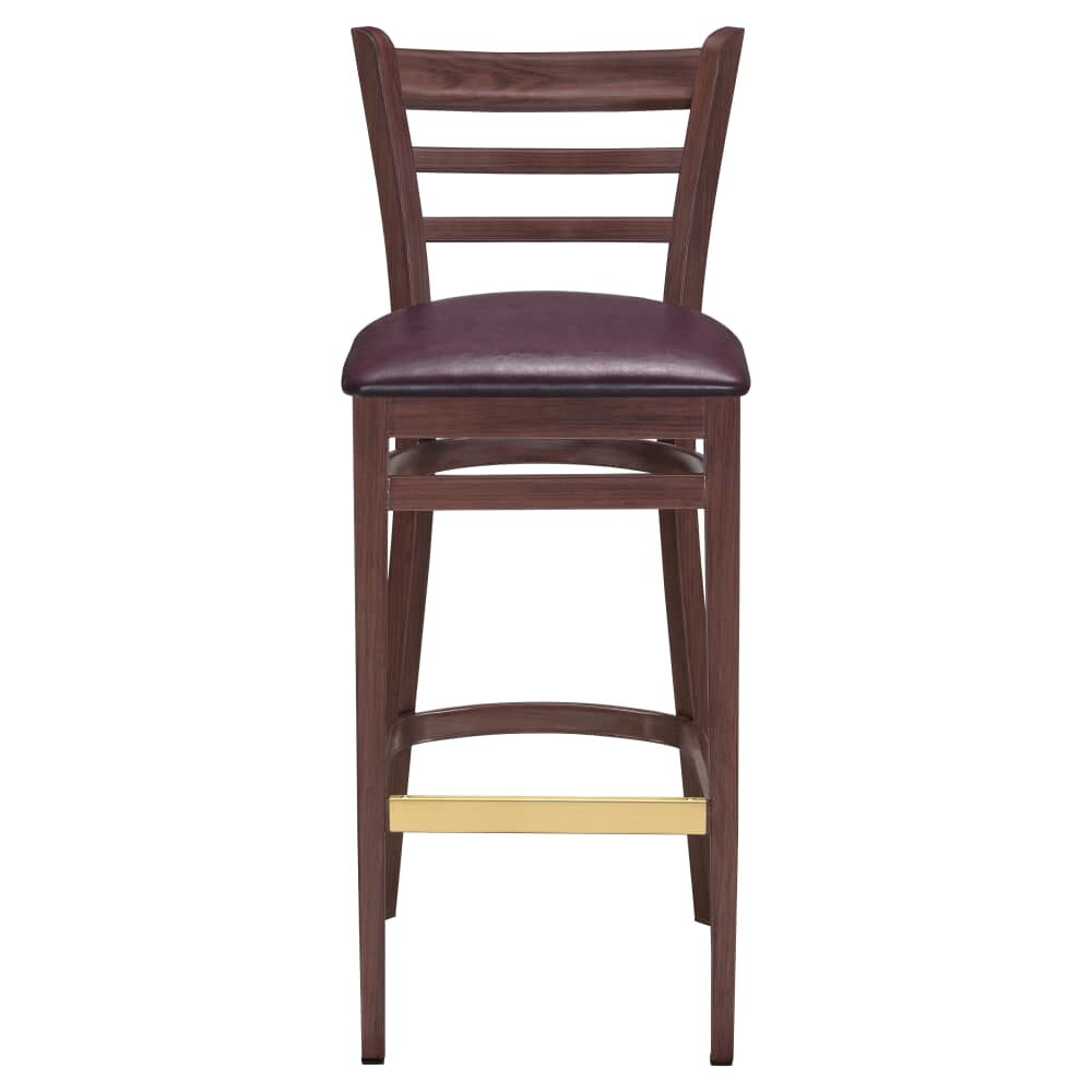 Metal Bar Stool with Ladder-Back and Wood Look