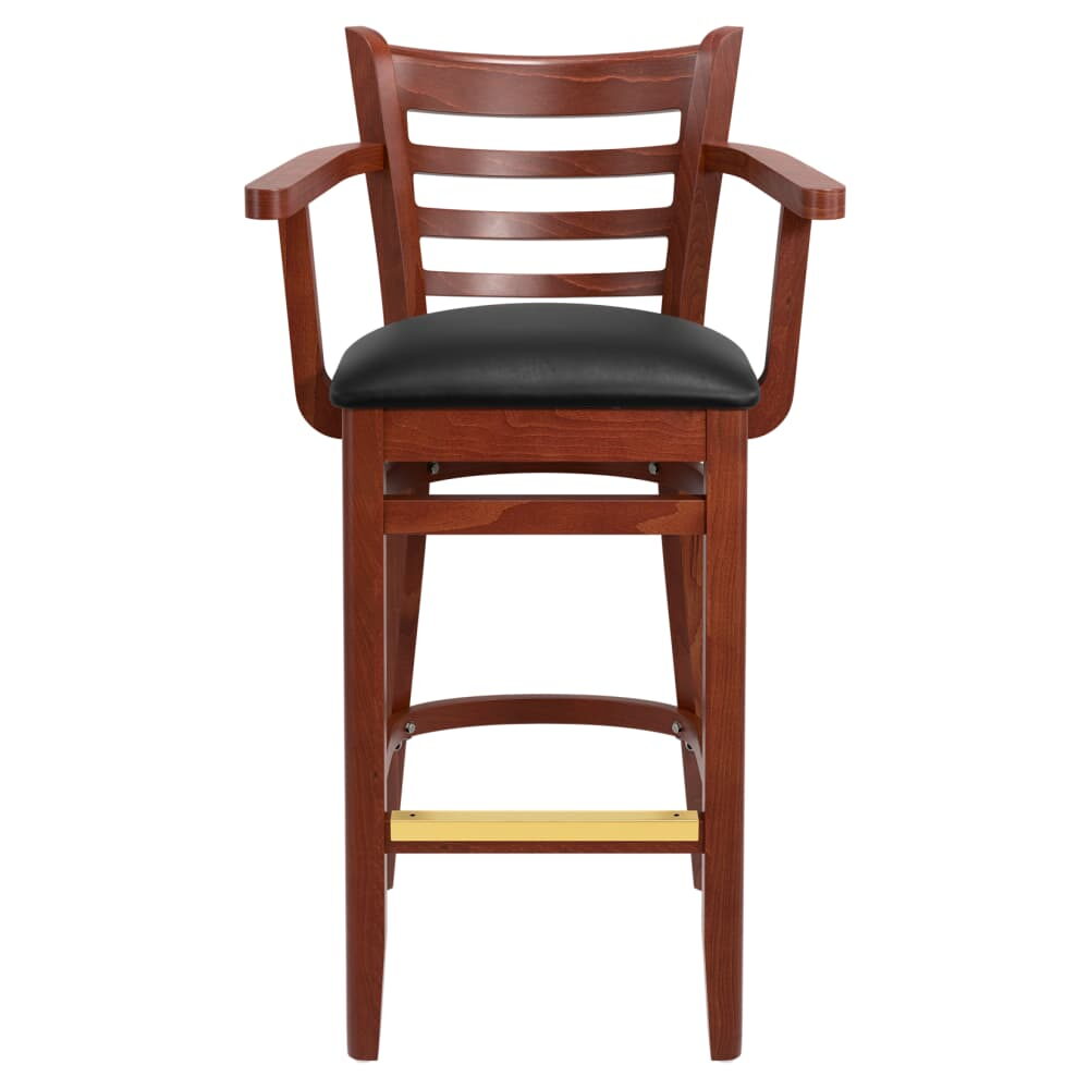 Wood Bar Stool with Ladder-Back and Arms