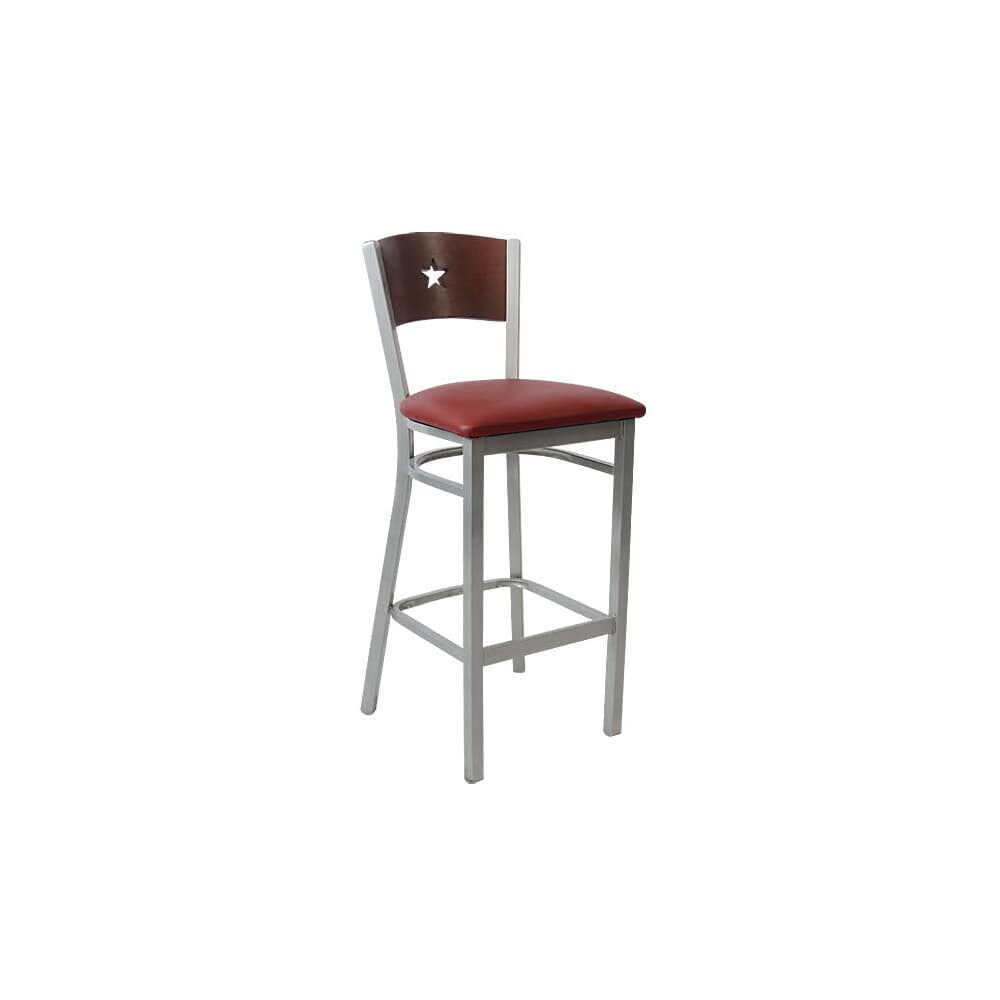 Metal Bar Stool with Interchangeable Star Back in Gray Finish