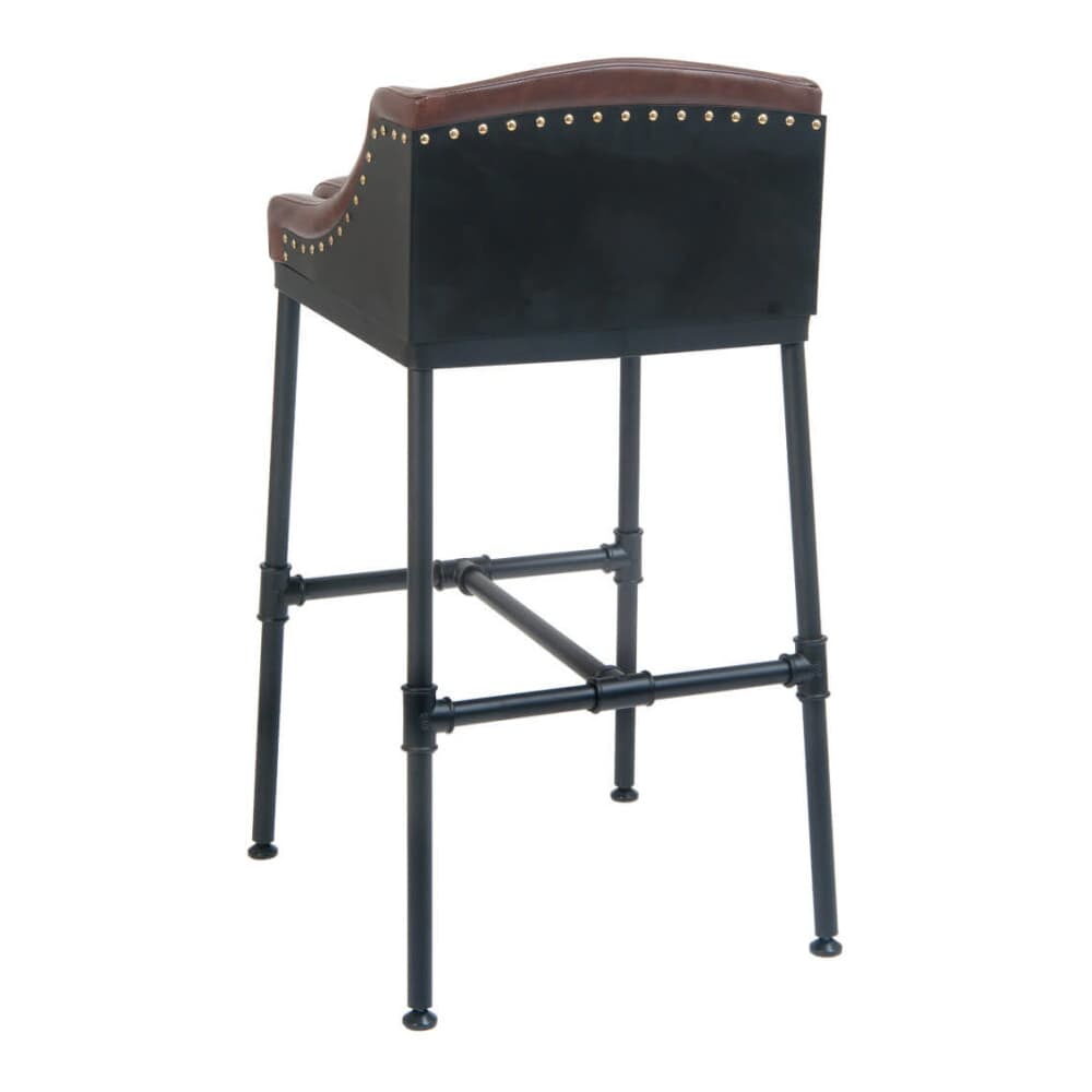 Tayla Metal Bar Stool with Brown Vinyl
