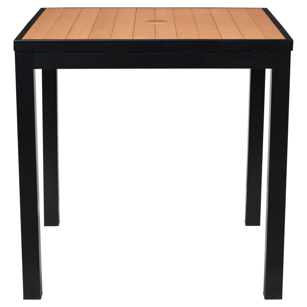 Outdoor Table in Aluminum with Black Finish and Faux Teak