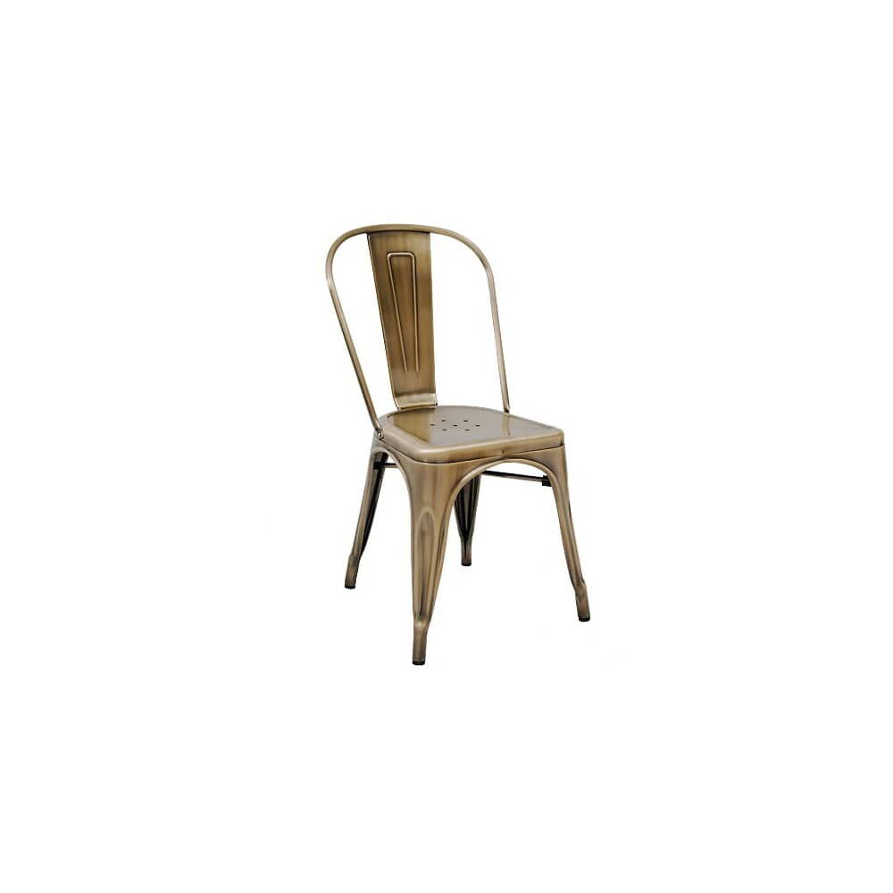 Metal Chair with Brass Finish, Bistro-Style