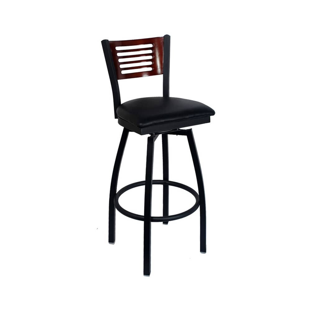 Swivel Metal Bar Stool with Interchangeable Back and 5 Slats