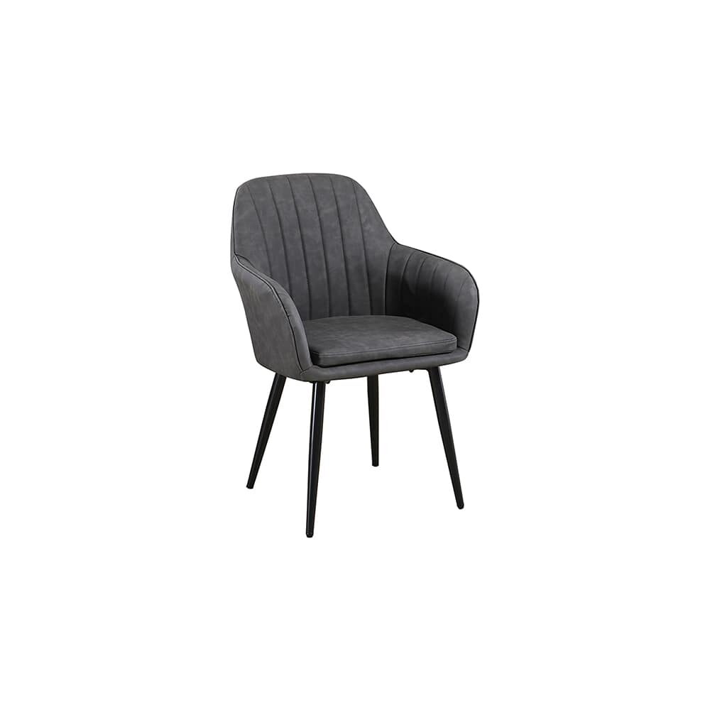 Lounge Chair in Metal, Gray Vinyl