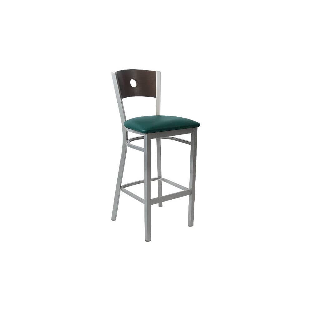 Metal Bar Stool with Circled Back, Silver Interchangeable Back