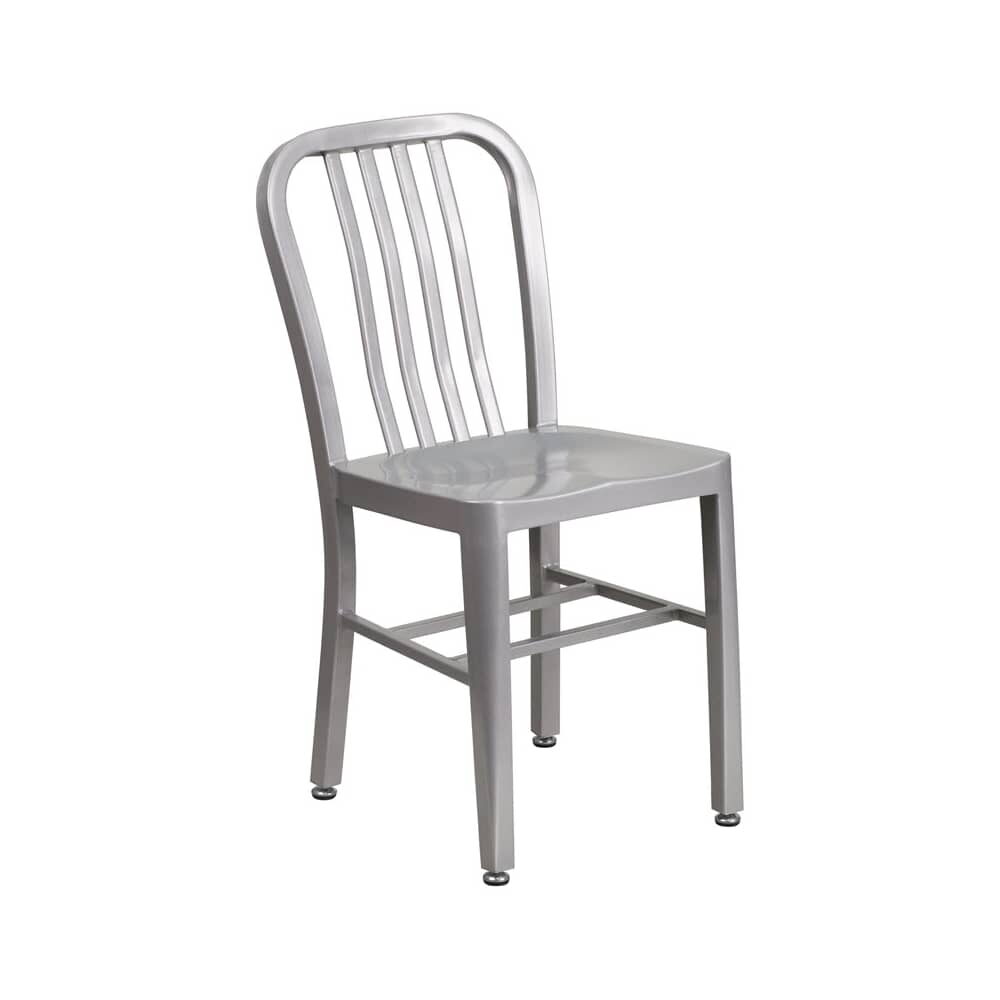Metal Patio Chair with Silver Finish