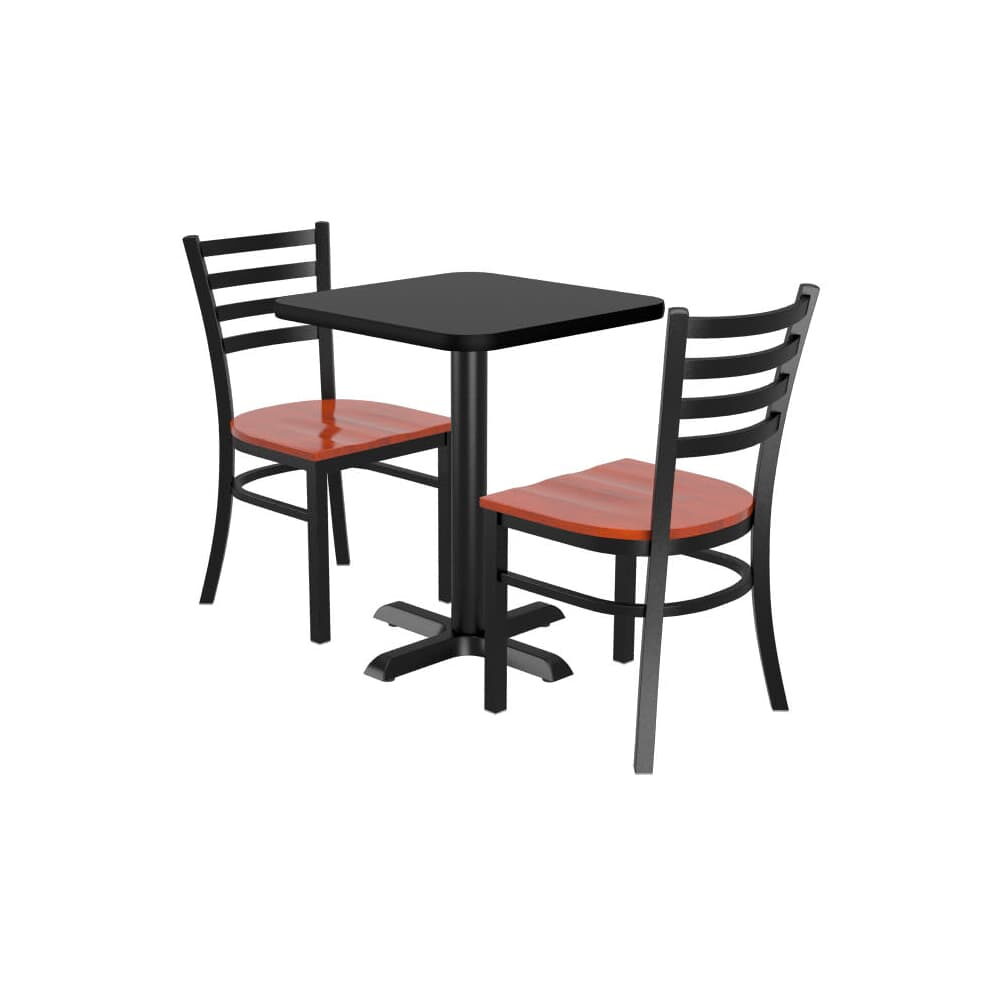 Ladder-Back Metal Chairs Set of 2 with Square Reversible Table