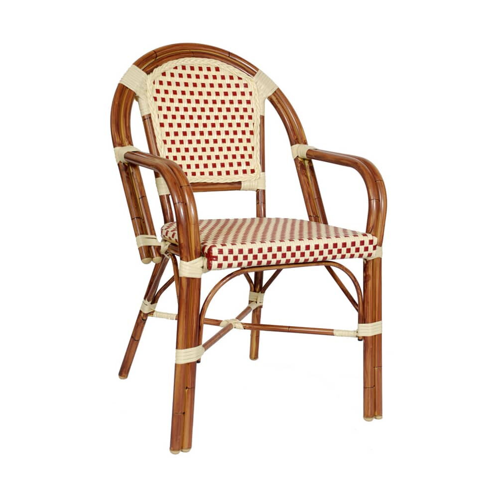 Armchair in Aluminum with Bamboo Cane