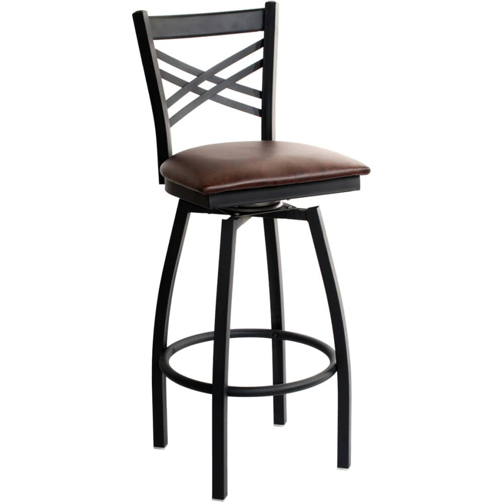 Metal Bar Stool, Swivel X-Back